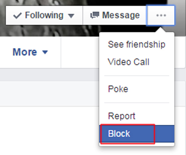 Screenshot Facebook blocking