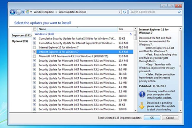 Step 2: Update Internet Explorer with Windows Update