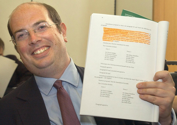 BBC journalist Andrew Gilligan, who reported that Downing Street had 'sexed up' it's September dossier, during a press conference in central London.
