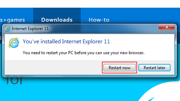 Internet Explorer Restart Vista