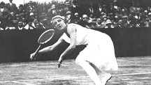 Suzanne Lenglen playing tennis at Wimbledon