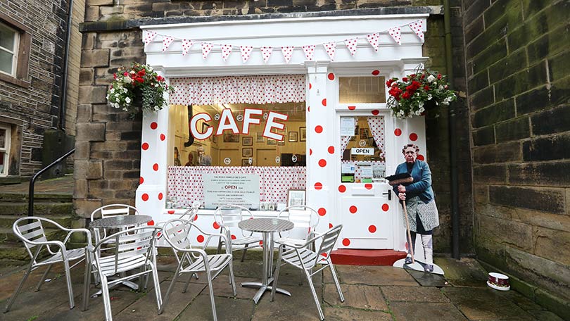 Sid's Cafe decorated in red polka dots