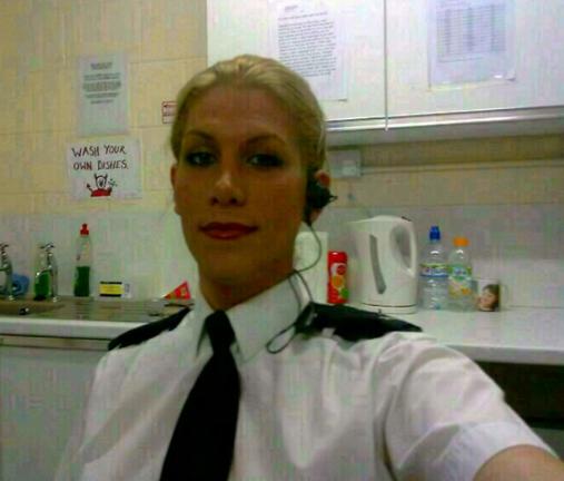 Transgender policewoman at work 