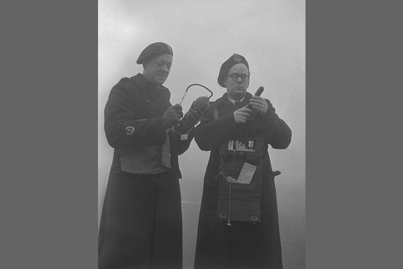 two men sampling air pollution in 1956