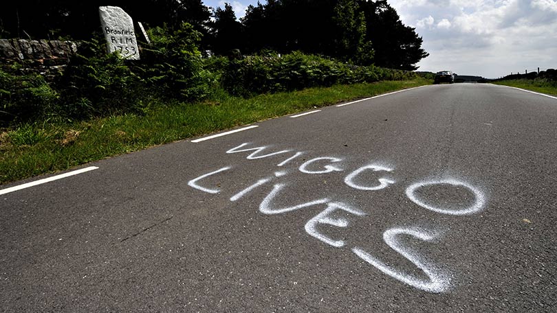 Wiggo grafitti on road