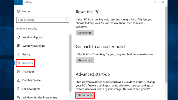 Shift + Restart to enter Windows 10 Safe Mode