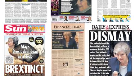 Brexit defeat: Papers react after May’s deal suffers ‘historic ...