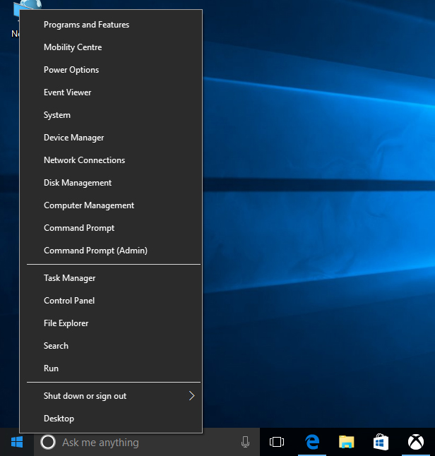 Image result for windows 10 secret start menu