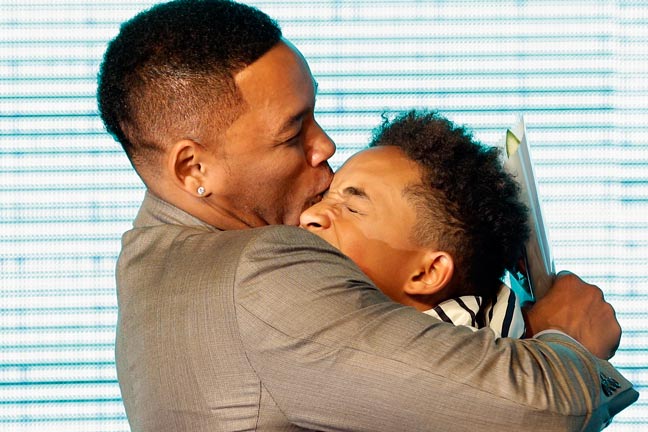 Will Smith hugs son Jayden.
